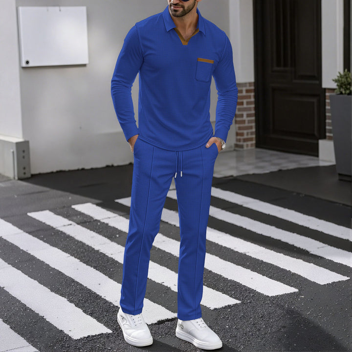 Herrarnas kombinationsoutfit med polotröja och joggingbyxor Mirla-Eva Jonsson
