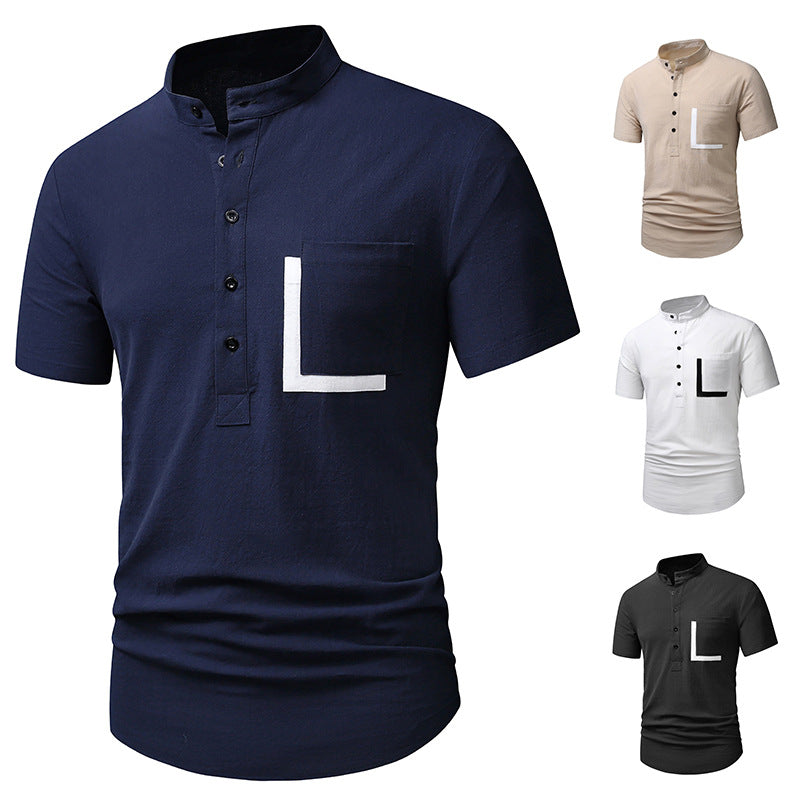 Herrarnas kortärmad Henley-t-shirt med praktisk knäppning Eva Jonsson-Eva Jonsson