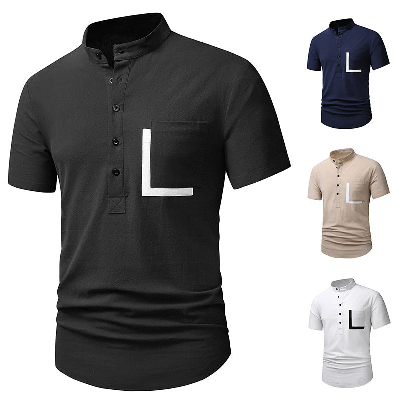 Herrarnas kortärmad Henley-t-shirt med praktisk knäppning Eva Jonsson-Eva Jonsson