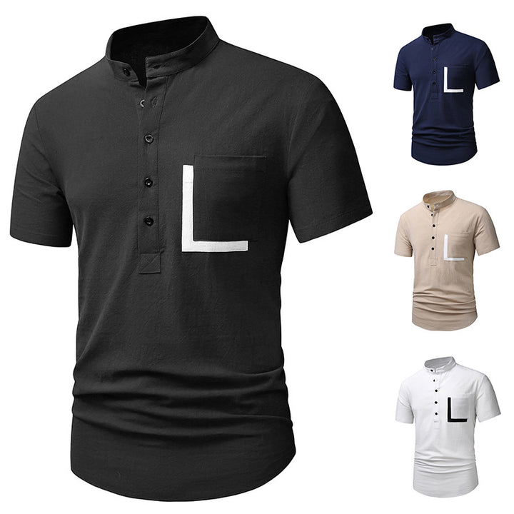 Herrarnas kortärmad Henley-t-shirt med praktisk knäppning Eva Jonsson-Eva Jonsson