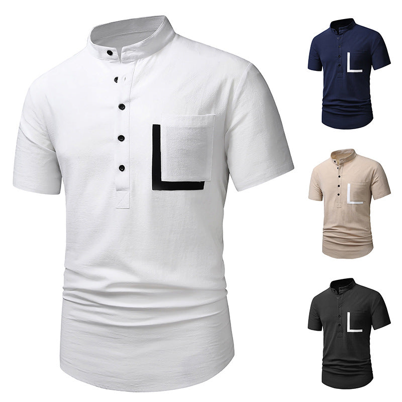 Herrarnas kortärmad Henley-t-shirt med praktisk knäppning Eva Jonsson-Eva Jonsson