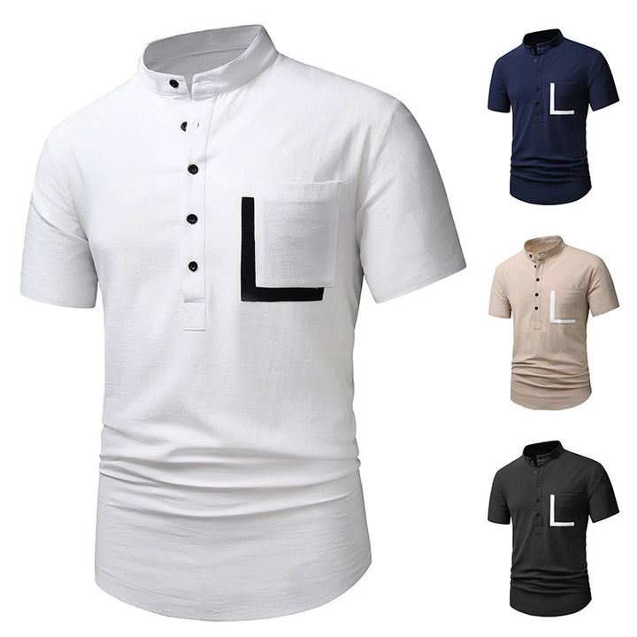 Herrarnas kortärmad Henley-t-shirt med praktisk knäppning Eva Jonsson-Eva Jonsson