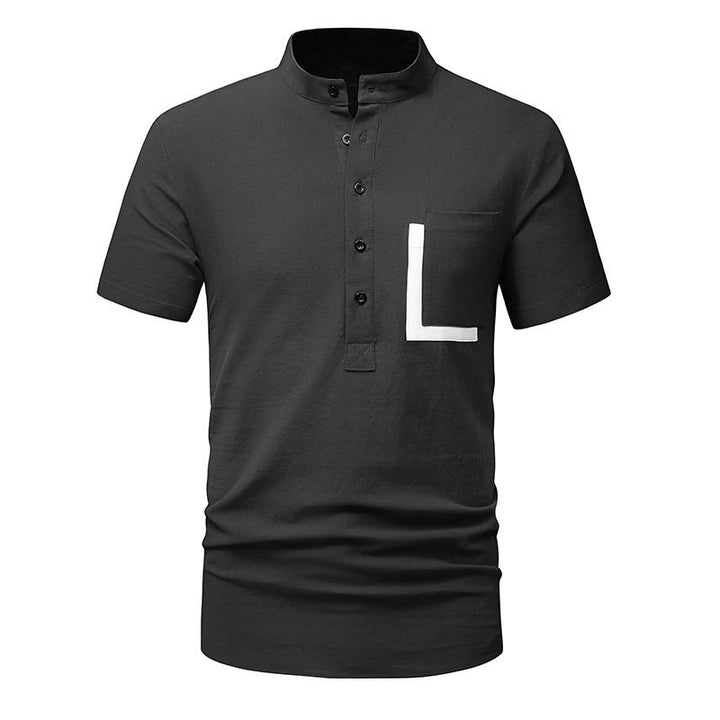 Herrarnas kortärmad Henley-t-shirt med praktisk knäppning Eva Jonsson-Eva Jonsson