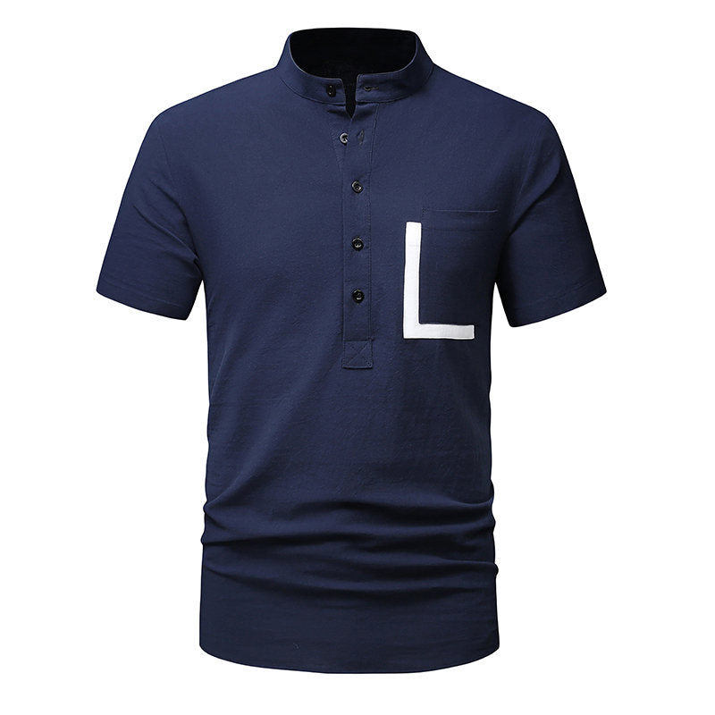 Herrarnas kortärmad Henley-t-shirt med praktisk knäppning Eva Jonsson-Eva Jonsson