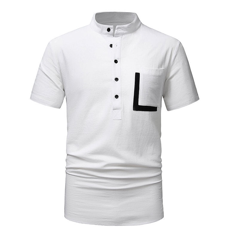 Herrarnas kortärmad Henley-t-shirt med praktisk knäppning Eva Jonsson-Eva Jonsson