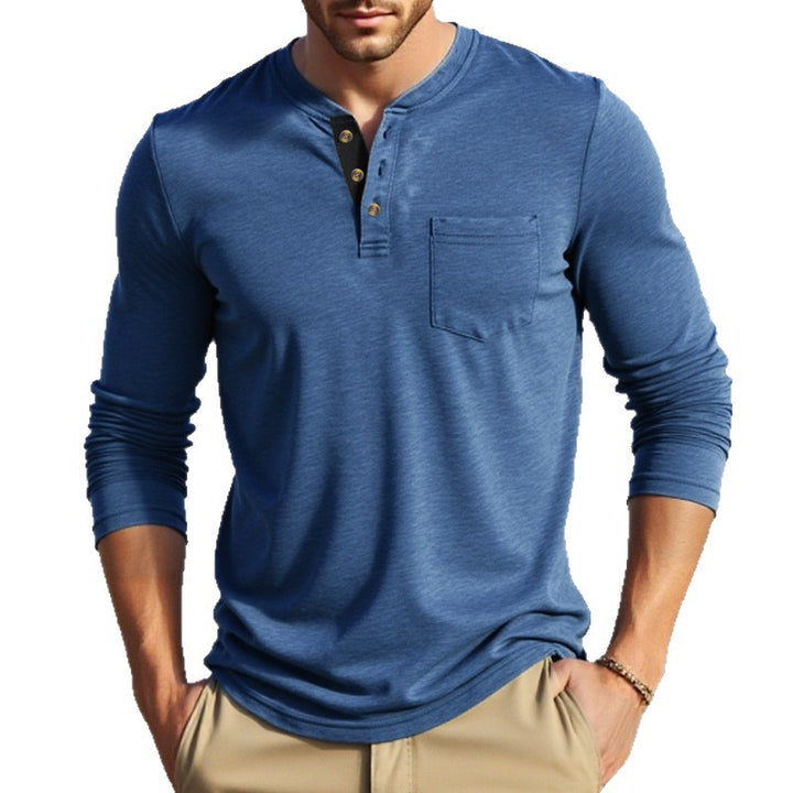 Herrarnas långärmad Henley-tröja med knappslå och eleganta detaljer Eva Jonsson-Eva Jonsson