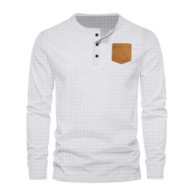 Herrarnas långärmad Henley-tröja med strukturerad design och kontrasterande bröstficka Eva Jonsson-Eva Jonsson