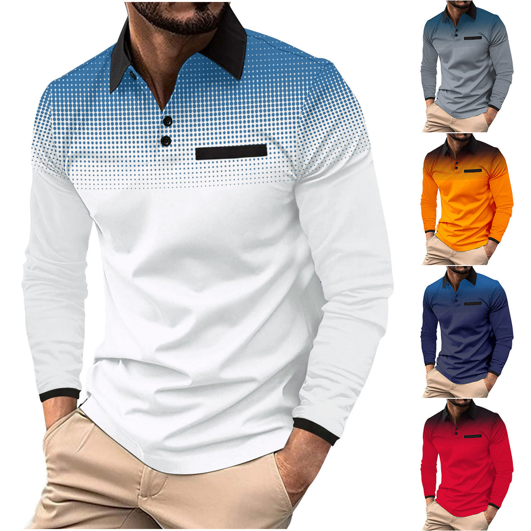 Herrarnas långärmad poloshirt med moderna designelementen Mirla-Eva Jonsson