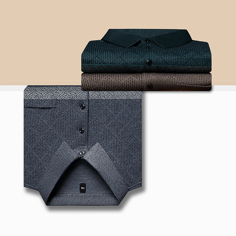 Herrarnas långärmad polotröja med strukturerad design Mirla-Eva Jonsson