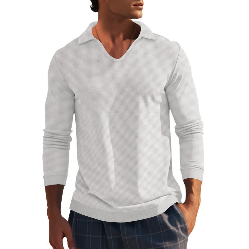 Herrarnas långärmad t-shirt med modern V-hals och strukturerad design Mirla-Eva Jonsson