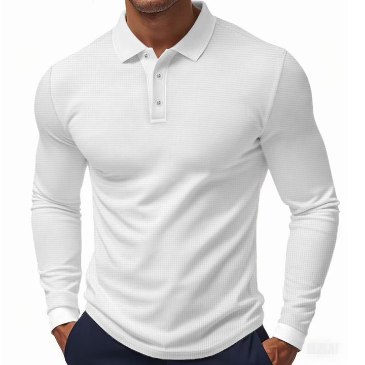 Herrarnas långärmade polo i strukturerad design med modern passform Eva Jonsson-Eva Jonsson