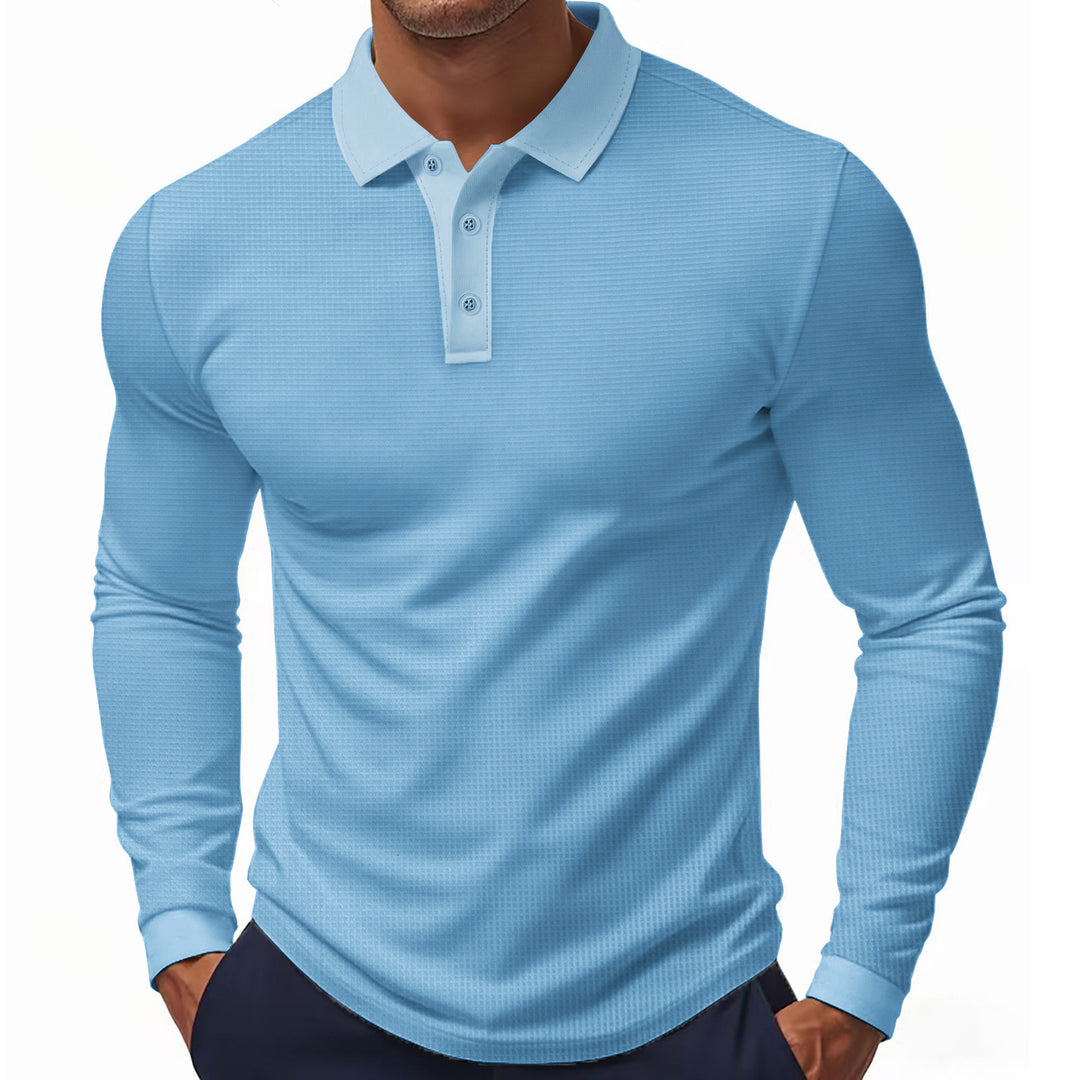 Herrarnas långärmade polo i strukturerad design med modern passform Eva Jonsson-Eva Jonsson