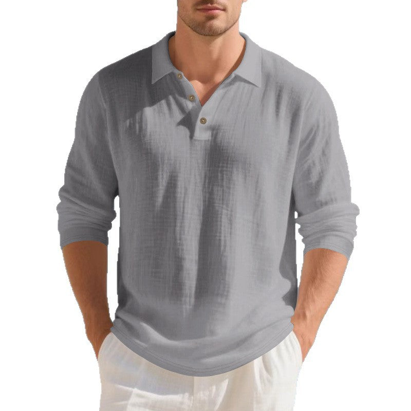 Herrarnas långärmade polo med strukturerad väv Mirla-Eva Jonsson