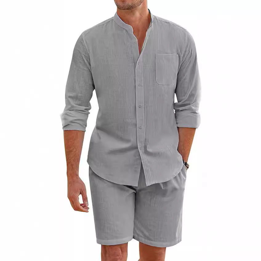Herrarnas linnekostym med kort skjorta och shorts Mirla-Eva Jonsson