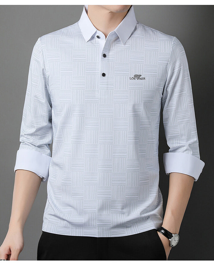 Herrarnas modiga långärmad polo med strukturerad design Eva Jonsson-Eva Jonsson