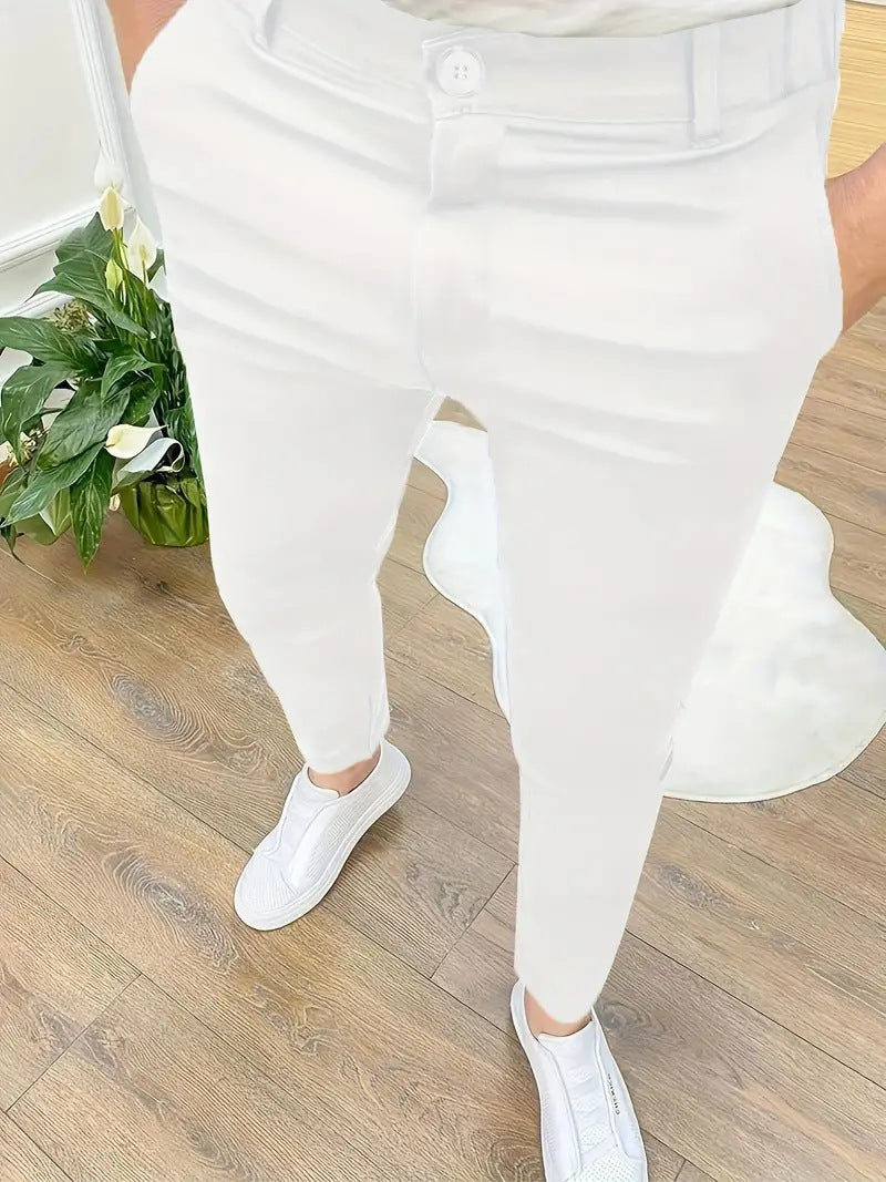 Herrarnas modiska slim-fit byxor med elastisk midja och praktiska fickor Mirla-Eva Jonsson