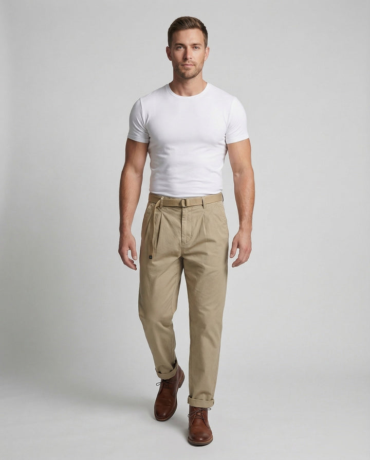 Herrarnas plisserade byxor tapered-Eva Jonsson
