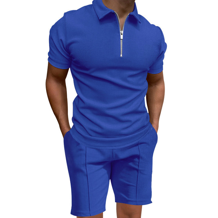 Herrarnas polo- och short-set med modern dragkedja och elastisk midja Mirla-Eva Jonsson