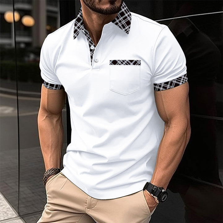 Herrarnas polo-pickad med modern rutmönster och eleganta detaljer Mirla-Eva Jonsson