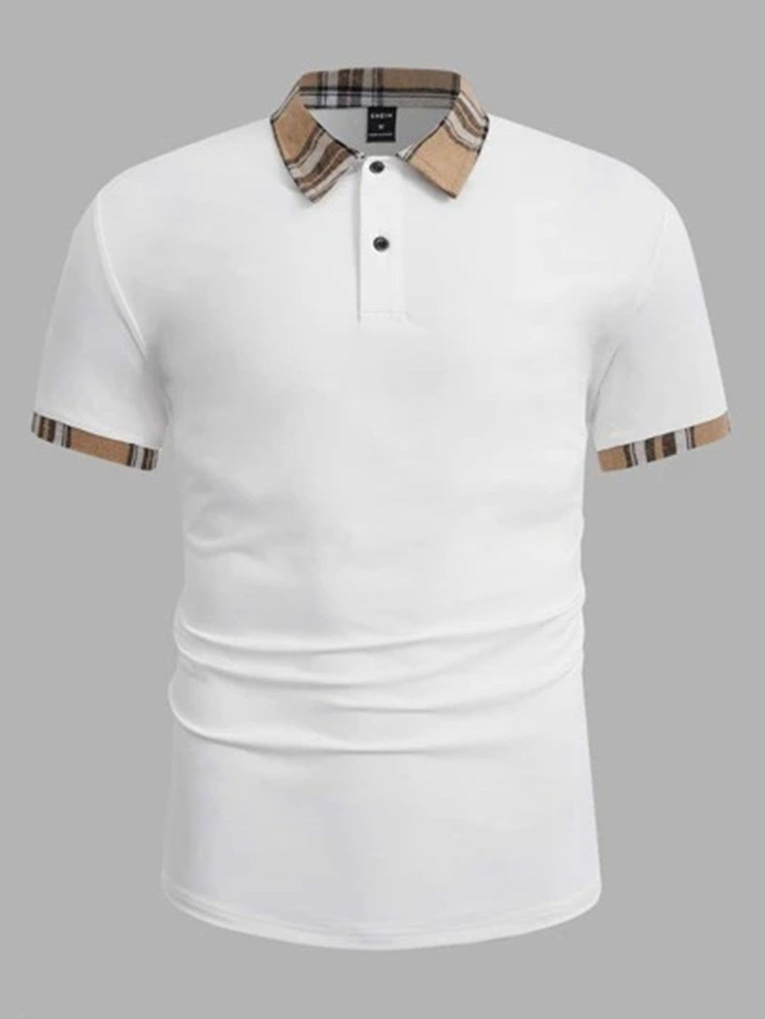 Herrarnas polo skjorta med modern rutdetalj Mirla-Eva Jonsson