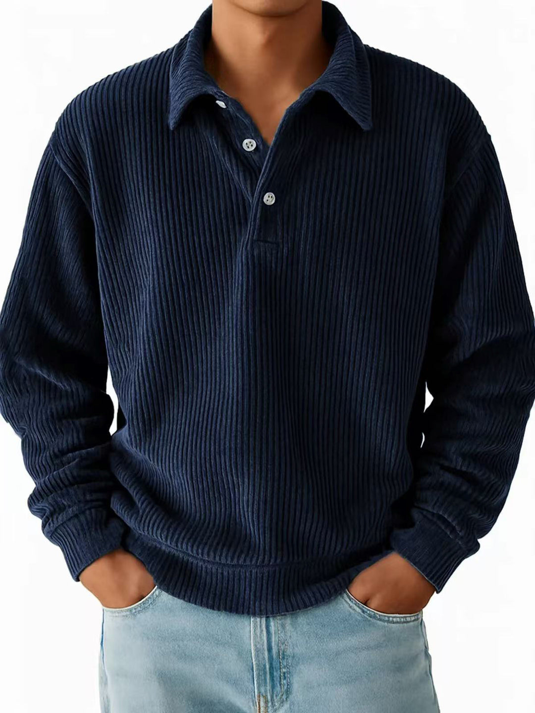 Herrarnas polo t-shirt med ribbad struktur och klassisk krage Eva Jonsson-Eva Jonsson