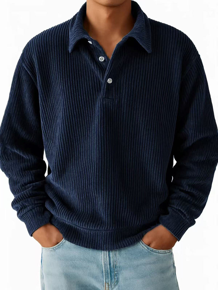 Herrarnas polo t-shirt med ribbad struktur och klassisk krage Eva Jonsson-Eva Jonsson