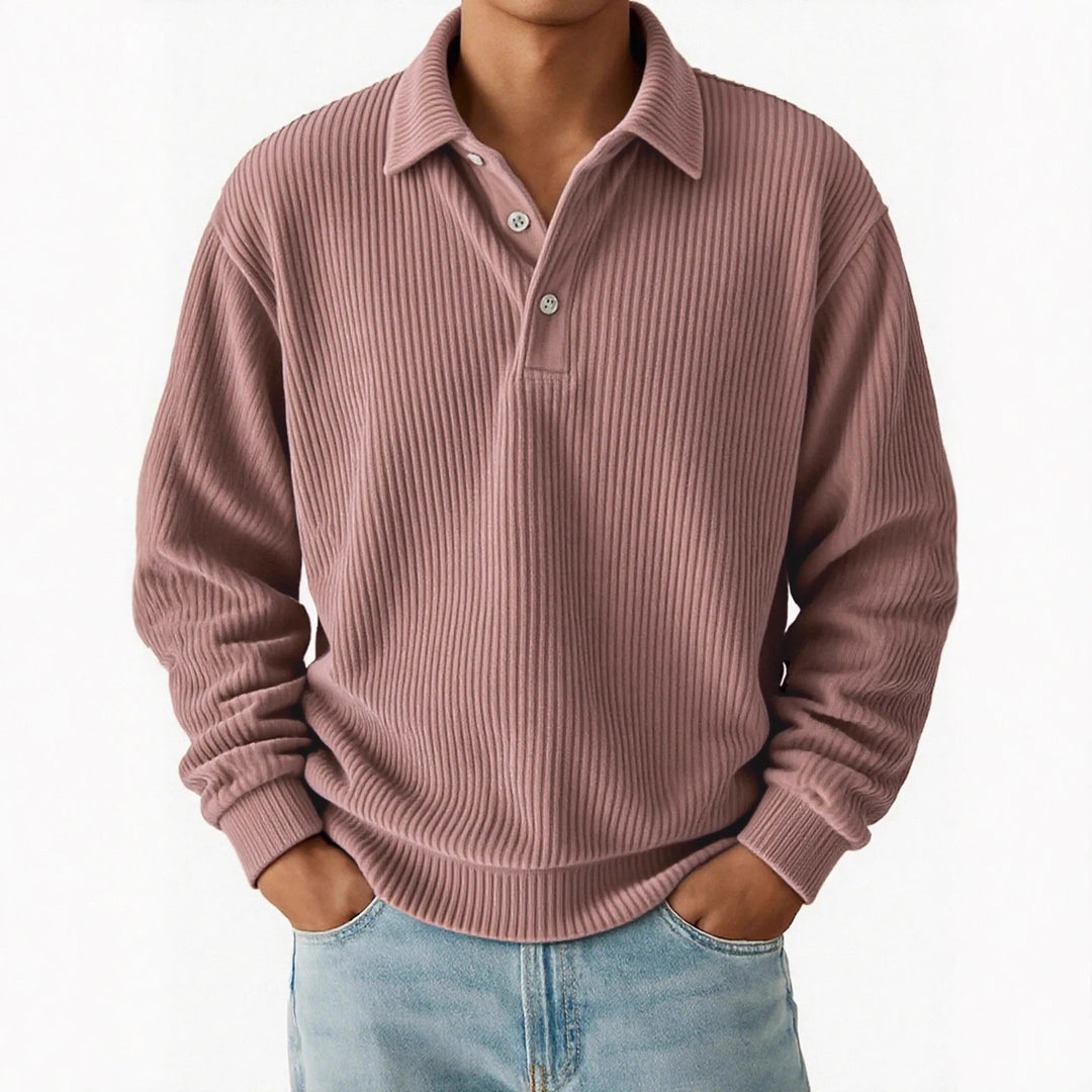 Herrarnas polo t-shirt med ribbad struktur och klassisk krage Eva Jonsson-Eva Jonsson