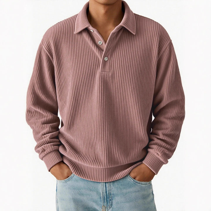 Herrarnas polo t-shirt med ribbad struktur och klassisk krage Eva Jonsson-Eva Jonsson