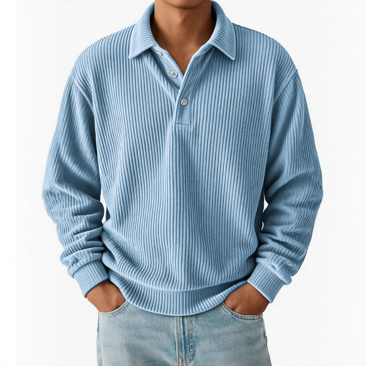 Herrarnas polo t-shirt med ribbad struktur och klassisk krage Mirla-Eva Jonsson