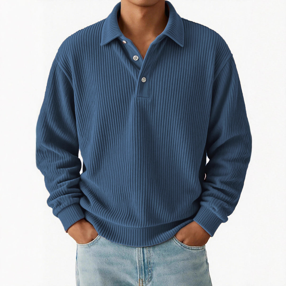 Herrarnas polo t-shirt med ribbad struktur och klassisk krage Mirla-Eva Jonsson