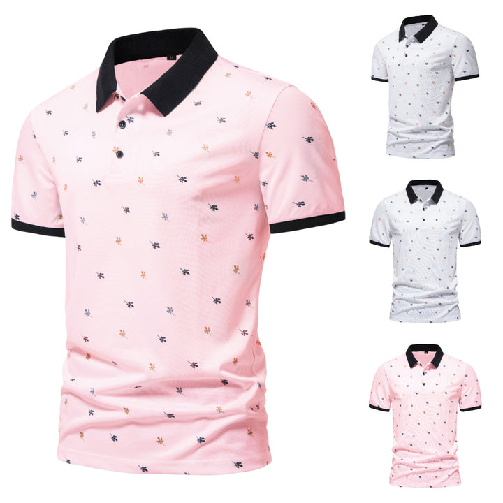 Herrarnas polo t-shirt med unik mönster och modern ståkrage Mirla-Eva Jonsson