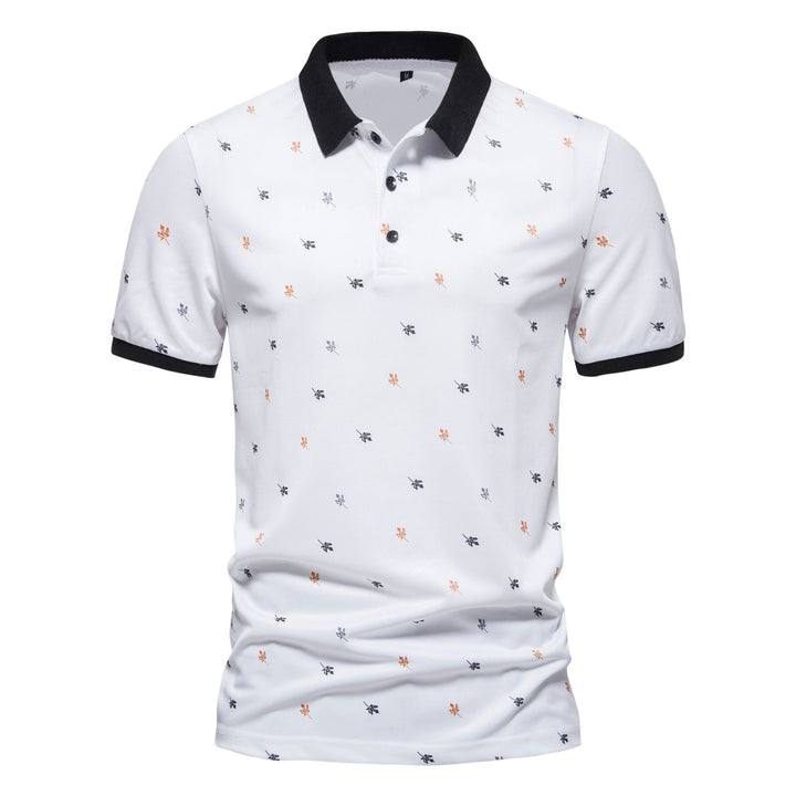 Herrarnas polo t-shirt med unik mönster och modern ståkrage Mirla-Eva Jonsson