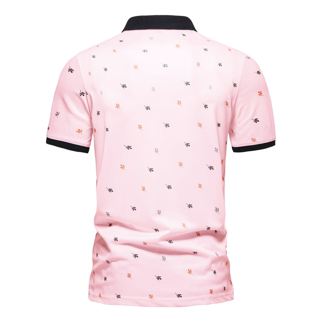 Herrarnas polo t-shirt med unik mönster och modern ståkrage Mirla-Eva Jonsson