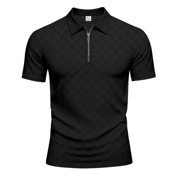 Herrarnas poloshirt med halvcertifikat och modernt rutig mönster Mirla-Eva Jonsson