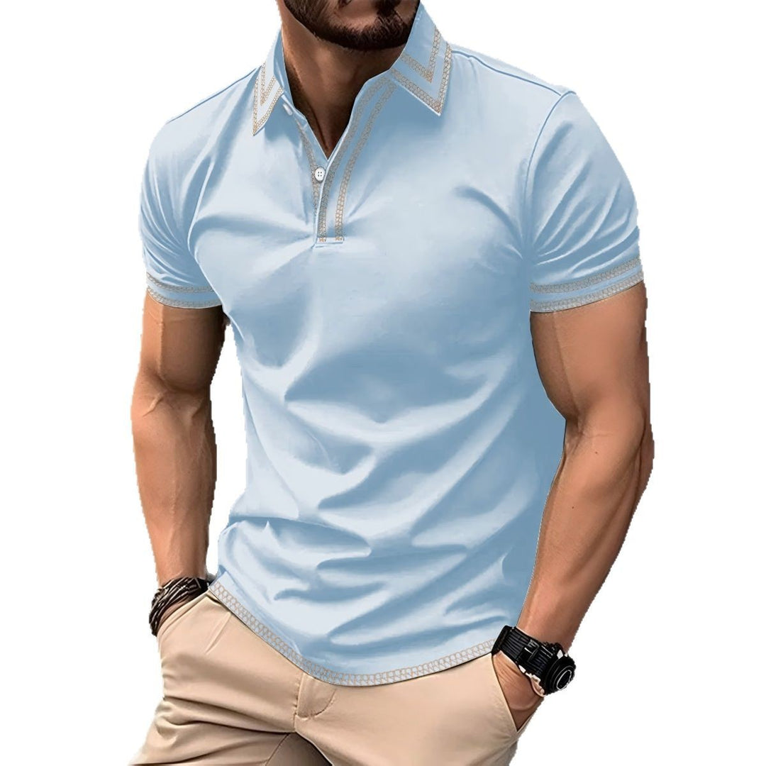 Herrarnas poloshirt med modern kontrastkrage och andningsbart material Mirla-Eva Jonsson
