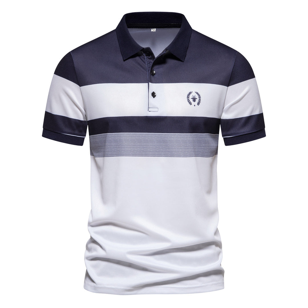 Herrarnas poloshirt med modern randig design och andningsbara egenskaper Mirla-Eva Jonsson