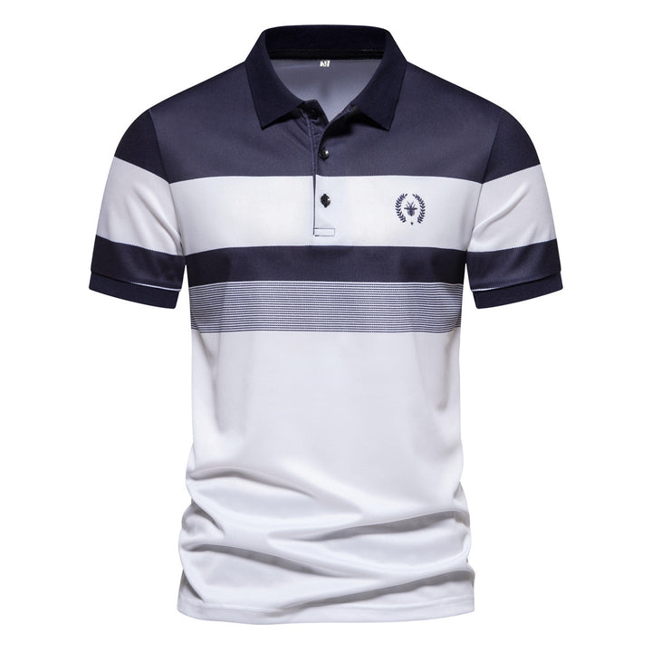 Herrarnas poloshirt med modern randig design och andningsbara egenskaper Mirla-Eva Jonsson
