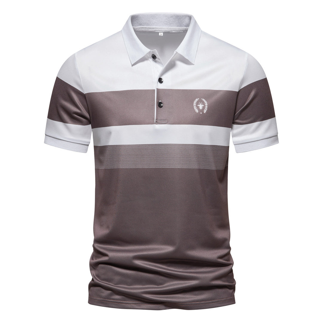 Herrarnas poloshirt med modern randig design och andningsbara egenskaper Mirla-Eva Jonsson