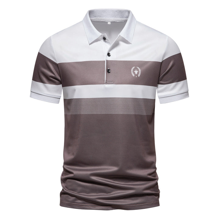 Herrarnas poloshirt med modern randig design och andningsbara egenskaper Mirla-Eva Jonsson