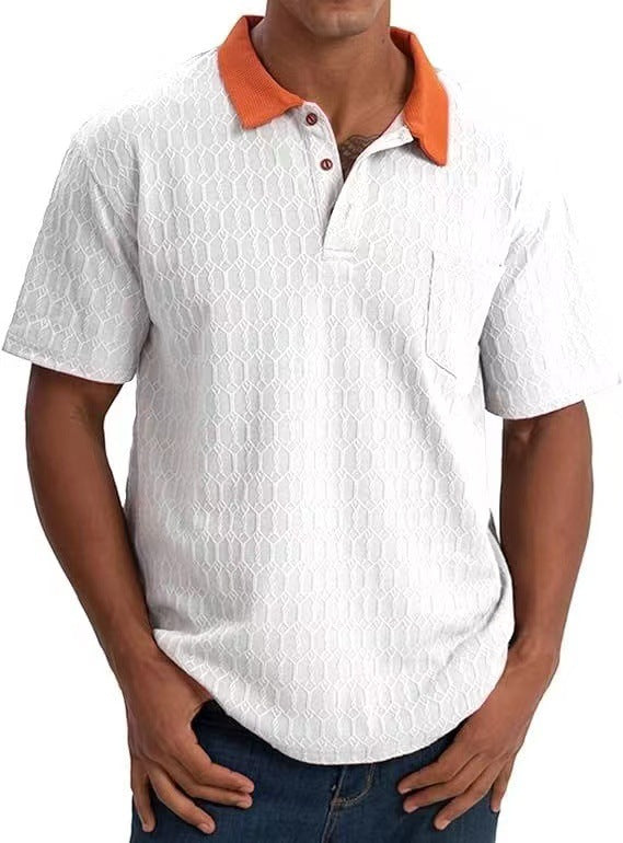 Herrarnas poloshirt med strukturerad design och kontrasterande krage Mirla-Eva Jonsson