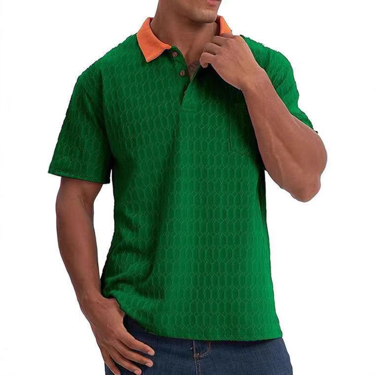 Herrarnas poloshirt med strukturerad design och kontrasterande krage Mirla-Eva Jonsson