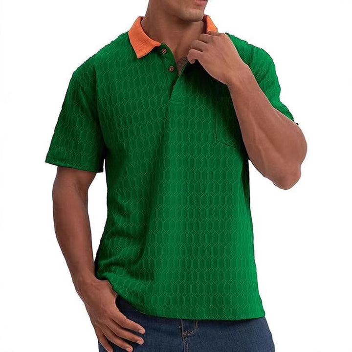 Herrarnas poloshirt med strukturerad design och kontrasterande krage Mirla-Eva Jonsson