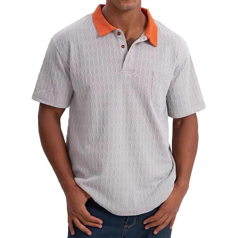 Herrarnas poloshirt med strukturerad design och kontrasterande krage Mirla-Eva Jonsson