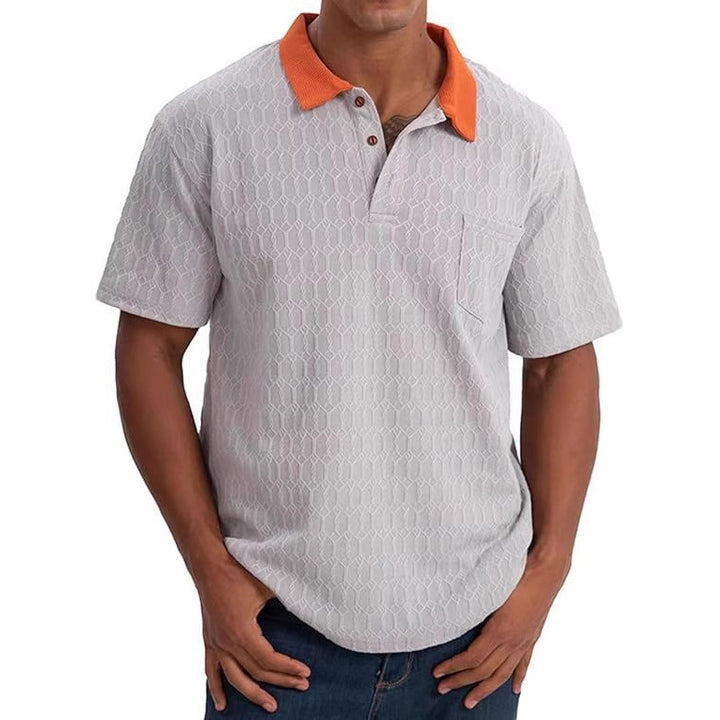 Herrarnas poloshirt med strukturerad design och kontrasterande krage Mirla-Eva Jonsson