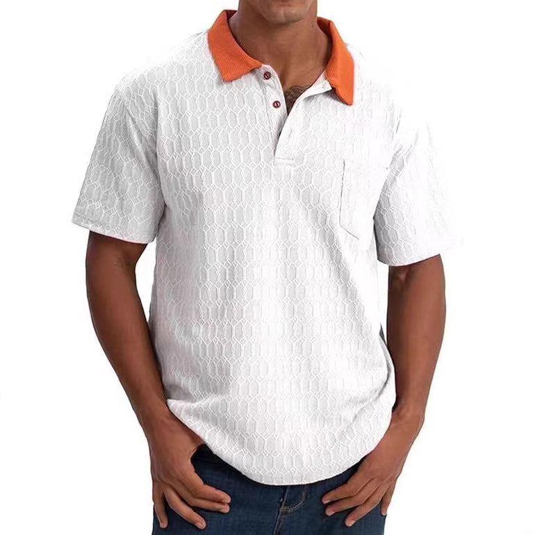 Herrarnas poloshirt med strukturerad design och kontrasterande krage Mirla-Eva Jonsson