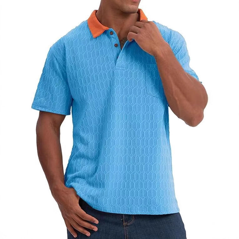 Herrarnas poloshirt med strukturerad design och kontrasterande krage Mirla-Eva Jonsson