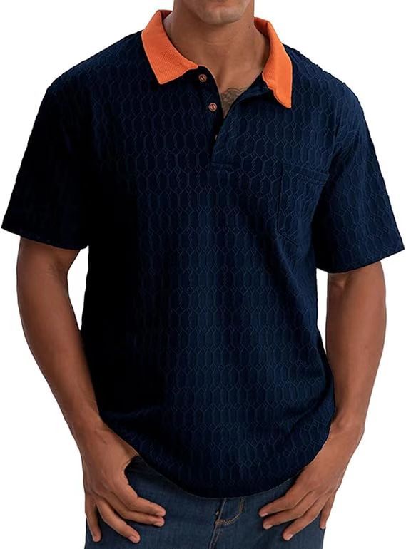 Herrarnas poloshirt med strukturerad design och kontrasterande krage Mirla-Eva Jonsson