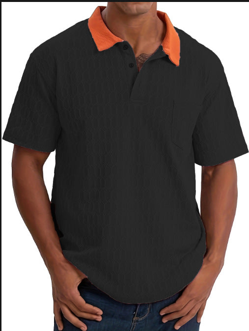 Herrarnas poloshirt med strukturerad design och kontrasterande krage Mirla-Eva Jonsson
