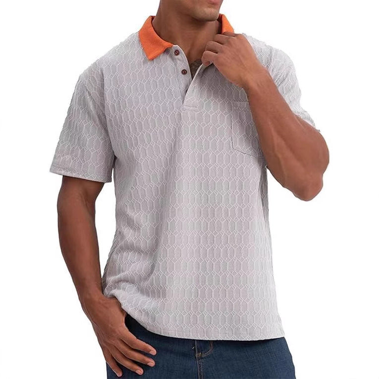 Herrarnas poloshirt med strukturerad design och kontrasterande krage Mirla-Eva Jonsson