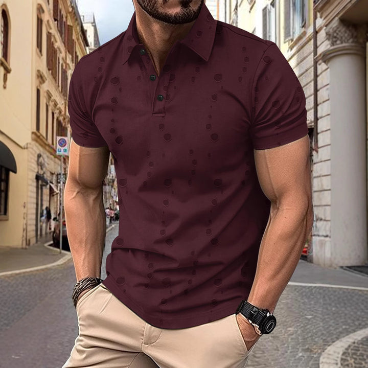 Herrarnas poloshirt med strukturerat prickmönster Mirla-Eva Jonsson